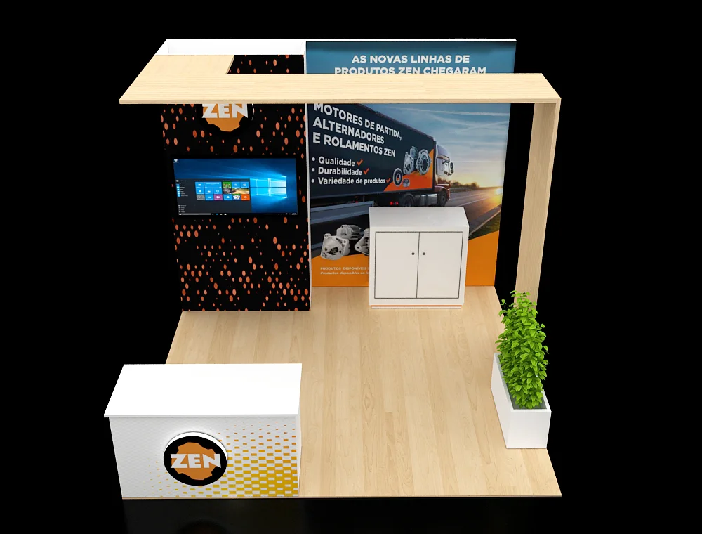 Exhibit stand 10x10 with dual side counters